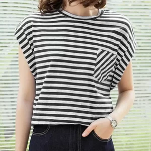 ZANZEA Elegant Daily Blouses Casual Commute Women O Neck Shirt Feminina Short Sleeve Korean Fashion 2024 Summer Striped T-shirts